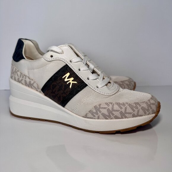 Michael Michael Kors Women's Mabel Trainers Lace-up Sneakers Size 7 Vanilla - Picture 1 of 16
